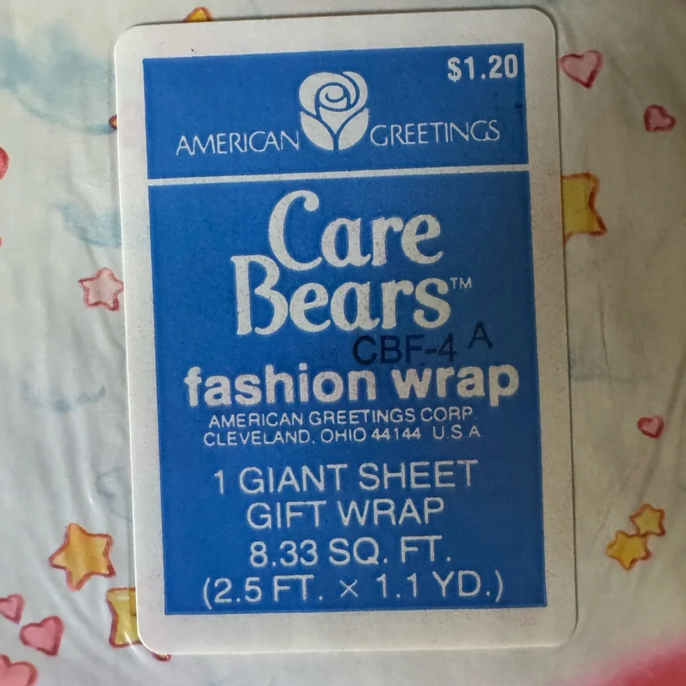 Vintage 1980s American Greetings Corp Care Bears Stars and RainbowWrapping Paper